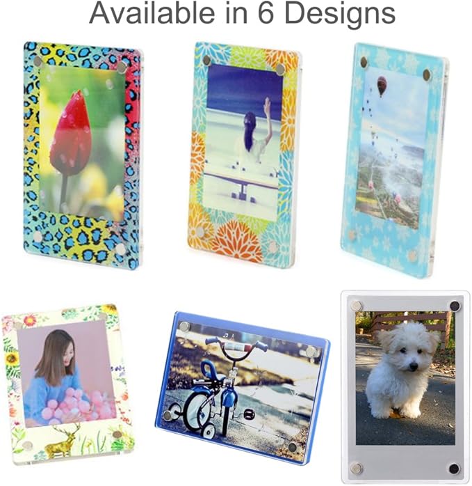 FoRapid 2 PCS 3-inch 2-Sided Clear Acrylic Refrigerator Magnetic Photo Frame-Elegant Frameless Display Fujifilm Mini 9 8 8+ 70 7s 90 25 26 50s Film/Cards/Memos/HP Pocket Photo Paper/2x3 Photo