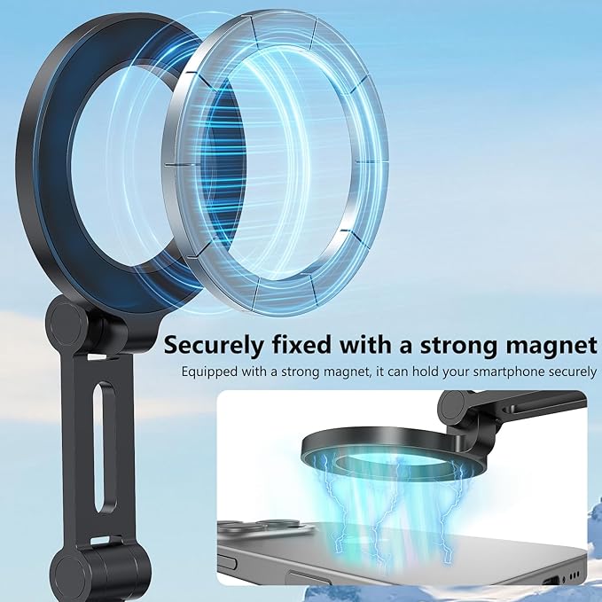 VRIG Magnetic Phone Tripod Mount with Action Camera Adapter, Flexible iPhone Tripod Mount Compatible with 16/15/14/13/12 Series