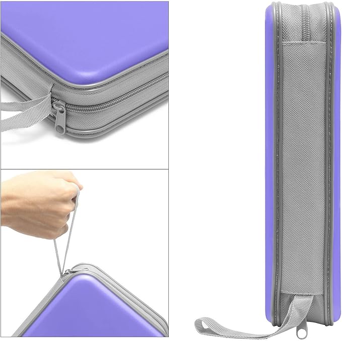CD Case, Siveit DVD Case Holder 96 Capacity Hard Plastic CD DVD Disc Cases Storage Binder Wallet for Car Home Office Travel (Lavender)