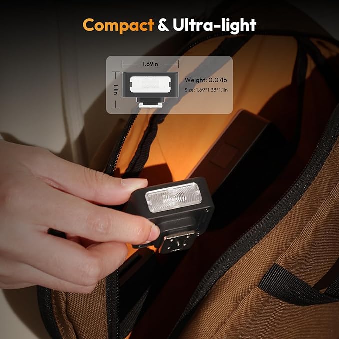 ULANZI SL01 Mini Camera Flash, GN8 6500K Mini Flash Speedlite, 4 Power Levels, Compatible with Sony ZV-1/ZV-E10/Canon/Nikon/Fuji/Panasonic/Leica/Olympus, 【Not Fits Sony ZV-1F】