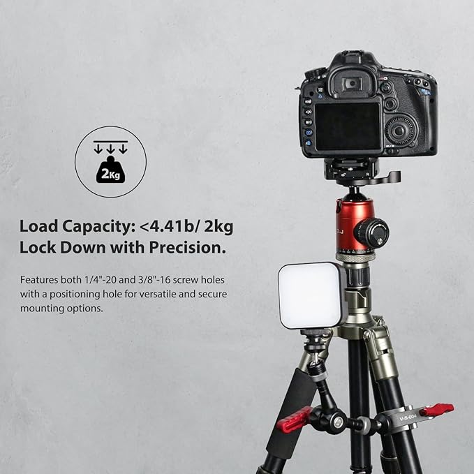 Came-TV Metal Super Clamp with Cold Shoe, 1/4" & 3/8" Threaded Holes - Compatible with Magic Arms, Ball Arms, Ideal for Action Camera Bicycle Mount, Max Load 2kg(61011)