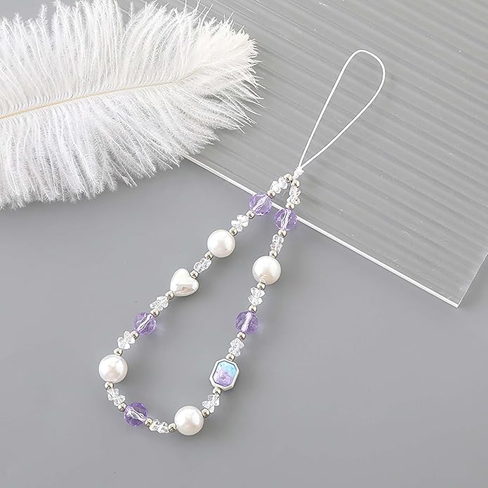 Beaded Phone Charm Lanyard Strap Girly Style Fixed Beads Pearl Lanyards