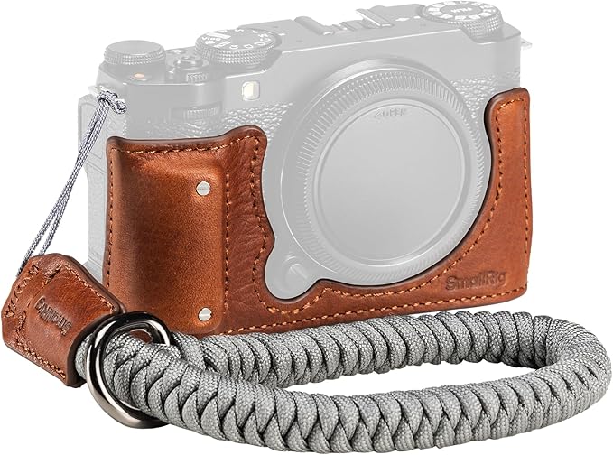 SMALLRIG X-M5 Leather Half Case Kit for FUJIFILM X-M5, Including Leather Half Case, Wrist Strap, Genuine Leather Material, Portable and Protecting (Brown) - 4880