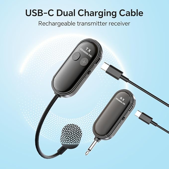 XIAOKOA Wireless Microphone Headset, 2.4G Head Microphones System, USB-C Charging, 100ft Range, Mic for Speakers Voice Amplifier PA System Teaching Fitness Instructor Tour Guide