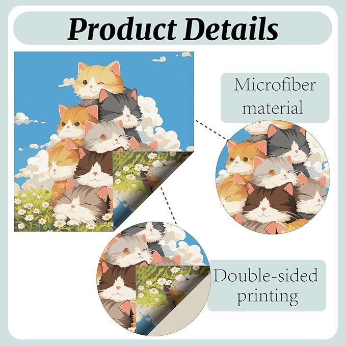 CREATCABIN 6 Pcs Cute Cat Microfiber Glasses Cleaning Cloth Reusable Thicken Sunglasses Cloth Soft Multicolor Eyeglasses Cleaner Wipes Washable for Camera Cell Phone Screens Glasses Gift 6x6in
