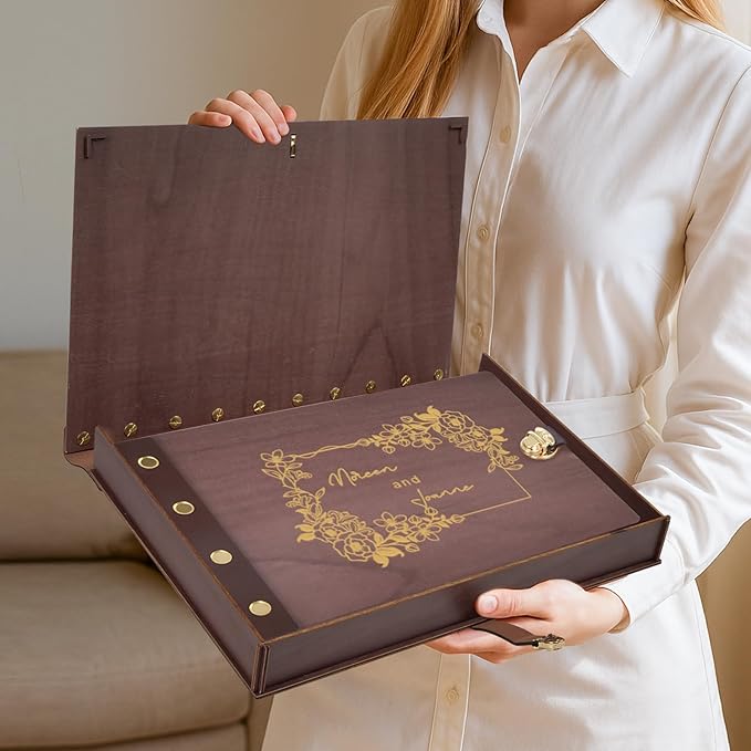 Personalized Wooden Wedding Photo Albums, Custom Couples Scrapbook, Retro Photo Scrapbook Anniversary Photo Album, Perfect Wedding Keepsake Gifts