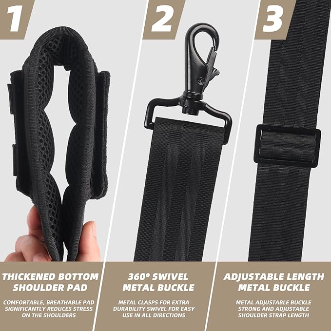 Luggage Duffel Bag Shoulder Pad Laptop Adjustable Shoulder Strap for Duffel Bag Strap Computer Bags Case (Black)