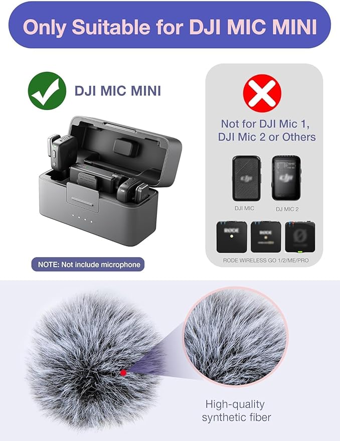 YOUSHARES Microphone Wind Muff Compatible with DJI Mic Mini - 4 Packs Furry Windproof Cover Suitable for DJI MINI 2024 Wireless to Reduce Wind Noise