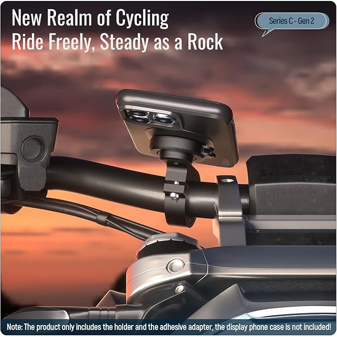 sincetop Bike Phone Mount,Motorcycle Phone Holder with Universal Adapter,Out Front Bicycle Handlebar Mount for Mountain Road EBike,Scooter,Moto,MTB,Quick Release Attach/Detach【Series C - 2nd Gen】
