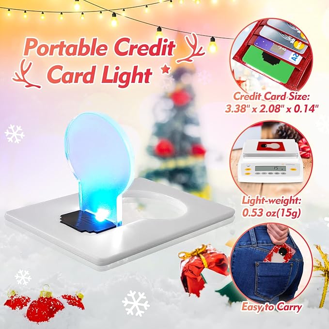 Credit Card Lights, Mini Portable Led Pocket Lamps Light Foldable Wallet Purse Lamps for Christmas Gift Party Favors, 10 pcs White Card White Color Light