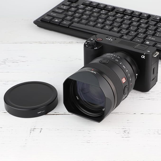 Haoge Lens Hood Metal Square Bayonet for Sony FE 35mm F1.4 GM, FE 50mm F1.4 GM,with Metal Front Cap, Replaces Sony FE35mm F1.4 GM Hood ALC-SH164
