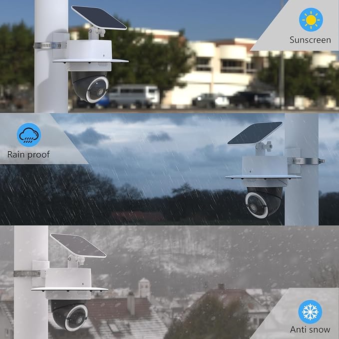 Koroao Pole Mounting Bracket & Outdoor Camera Sun Rain Shade Shield Cover Compatible with eufy Security 4G LTE Cam S330 Camera (Pole Mount)