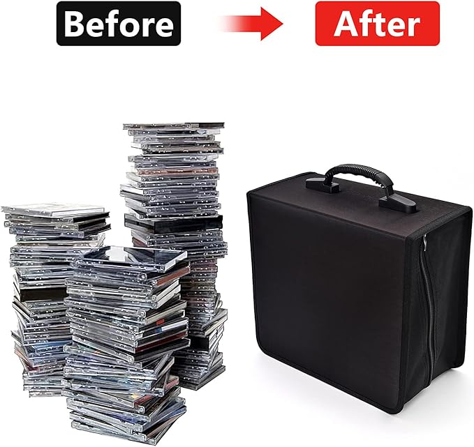 alavisxf xx CD Case, 432 Capacity DVD Case Holder, Heavy Duty Zipper Protective Movie Media Storage Organizer Binder Wallet for Car Home Office Travel (Black, 432 Capacity)