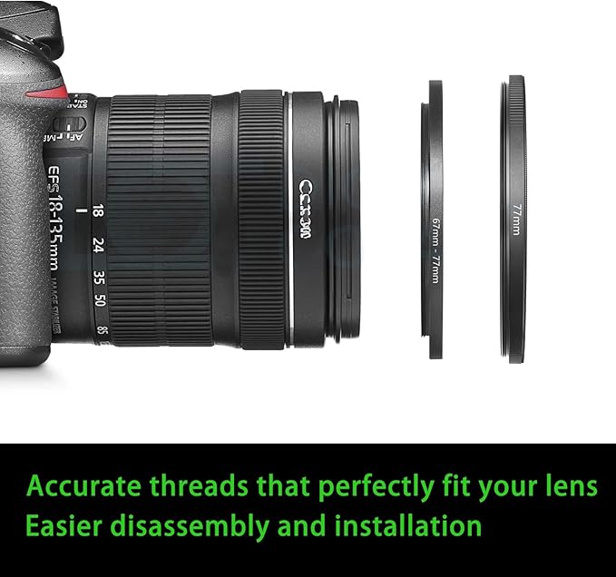 77mm to 55mm Step Down Ring Filter Adapter Metal Ring Step Down Rings Adapter Filter Compatible with All 55mm UV,CPL,ND,Lens Hood,Threaded Lens ect (77mm to 55mm)