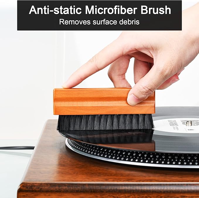 OPULA 7-in-1 Vinyl Record Cleaning Kit Complete - Vinyl Record Cleaner Solution - Velvet Brush - Microfiber Brush - Stylus Brush - Label Protector - Air Blower - Brush for Velvet, Restore LPs Album