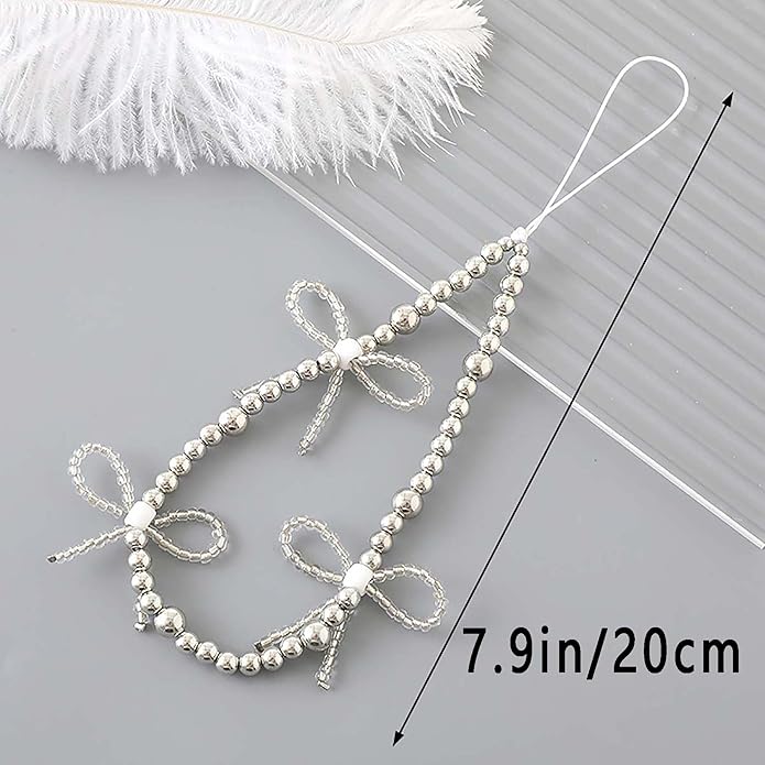 Beaded Phone Charm Lanyard Strap Girly Style Fixed Beads Pearl Lanyards