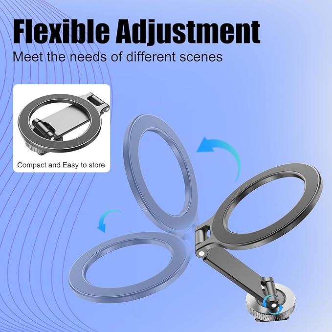 Magnetic Phone Tripod Clamp, Aluminum Magnetic Cold Shoe Camera Mount Compatible for iPhone 17/16/15/14/13 Pro Max, MAG Adapter Holder with 1/4" Screw for Photography