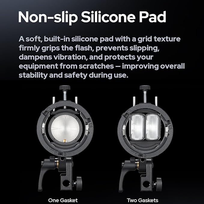 Godox S3 Speedlite Bracket (𝐒𝟐 𝐔𝐩𝐠𝐫𝐚𝐝𝐞𝐝 ) for Godox V1 AD200Pro AD200ProII AD300Pro AD400Pro AD100Pro V860III /TT685III /TT600 /TT350, Flash Bracket for Softbox Snoot , Bowens Mount Holder