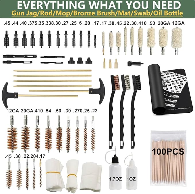iunio Gun Cleaning Kit, Universal Gun Cleaning Kit for All Caliber Shotgun Pistol Rifle Cleaning Kit with Mat Portable Case
