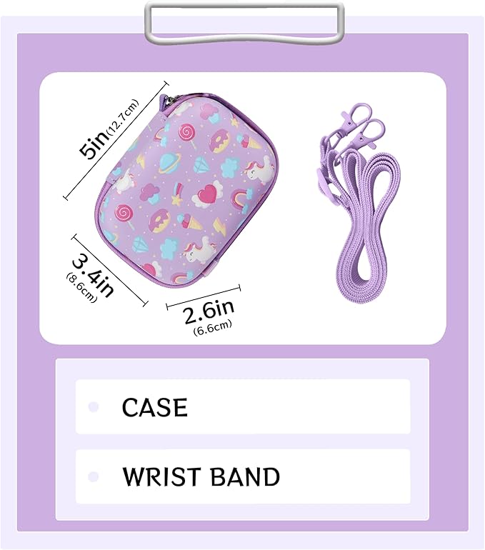 Leayjeen Kids Camera Case Compatible with Goopow/Dwfit/Slothcloud/Colofree/KIZJORYA Kids Camera Toys and Children Digital Video Camera,Best Christmas and birthday gifts-Purple Unicorn(Case Only)