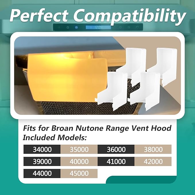 4 Pcs 99110437 Range Hood Light Lens Cover Fit for 41000 40000 42000 45000 BP43 S99110437 99110437 Series Range Hood Models, White and Doesn't Yellow Easily