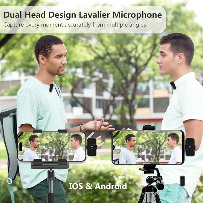 MAYBESTA Wireless Lavalier Microphone for iPhone Android Phone - Bluetooth Lapel Mic for Video Recording with Charging Case - Mini Clip on Microphones for Podcast Vlogging TikTok Interview