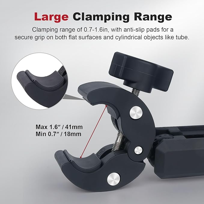 Double Clamp Mount,Double Super Clamp Camera Mount with 360° Ballhead Magic Arm for Desk, Cross Bars,Tripod, Handlebar Studio Light Stand Holder Photography Reflector, Flag, Umbrella,JC025