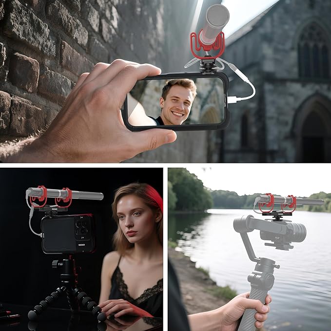 NEEWER Microphone Shock Mount, Adjustable Cold Shoe Mic Holder for Camera, Boom Pole, Tripod Accessories Compatible with Rode NTG Series Sennheiser MKE600 Audio Technica AT875R, MH2
