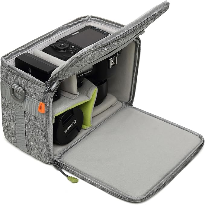 svatin Camera Insert Bag,Shockproof &Pressure-proof Dual Opening Camera Lens Cube Case Bag,Digital DSLR SLR Mirrorless Cameras Accessories Storage Pouch Compatible for Canon,Nikon,Sony,Panasonic（S）