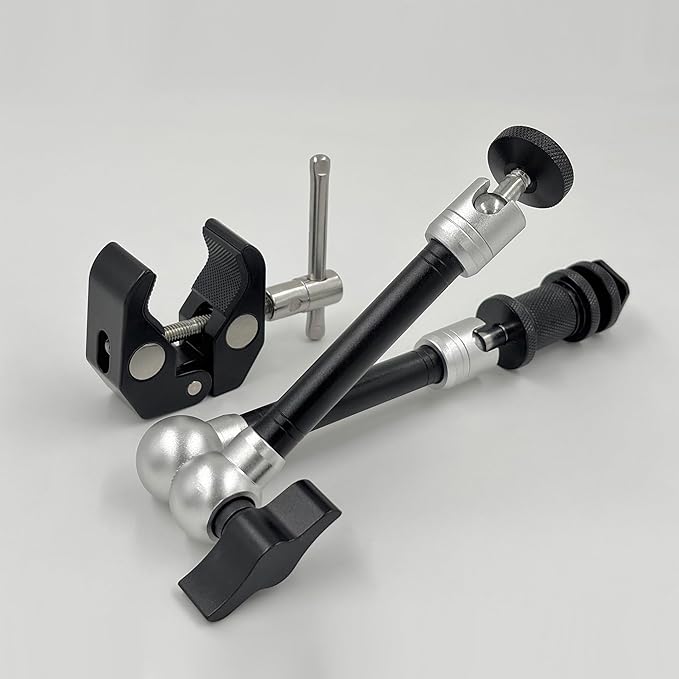 11" Articulating Magic Arm with Super Clamp, 1/4" & 3/8" Thread Screws, 360° Dual Ball Heads, Friction Power Arm Suitable for Monitor, DSLR, Microphone, GoPro, SmallRig, LED Light, Action Cameras