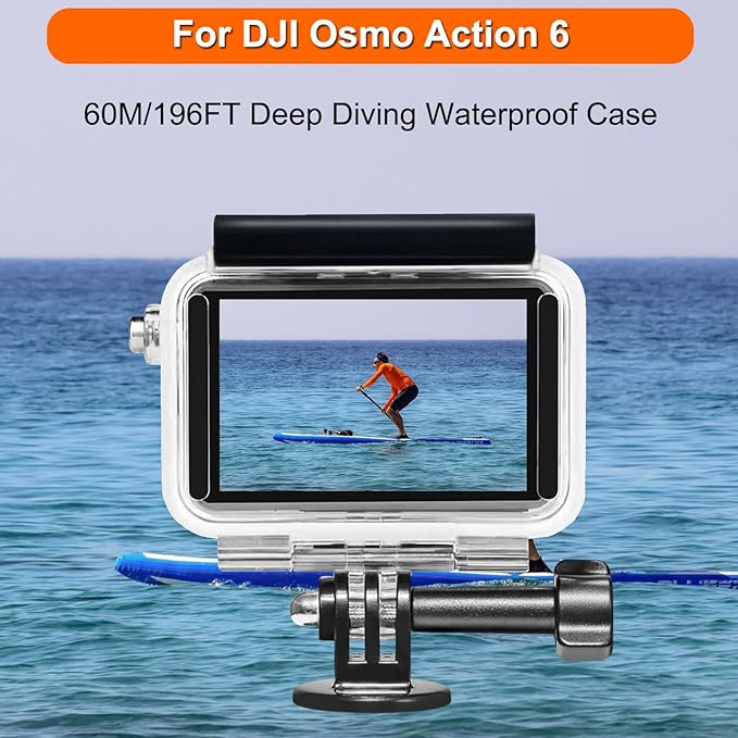 BO&DQQ Underwater Waterproof Case Compatible with DJI Osmo Action 6 Camera, 196FT/60M Dive Diving Housing Cover Shell with Camera Handle Mount Accessories Kit