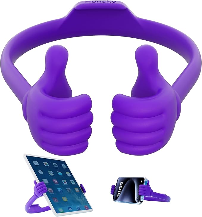 Honsky Adjustable Tablet Stand, Portable Phone Holder for Desk Bed - Multi-Angle Drawing Stand Compatible with All Tablets (Purple)