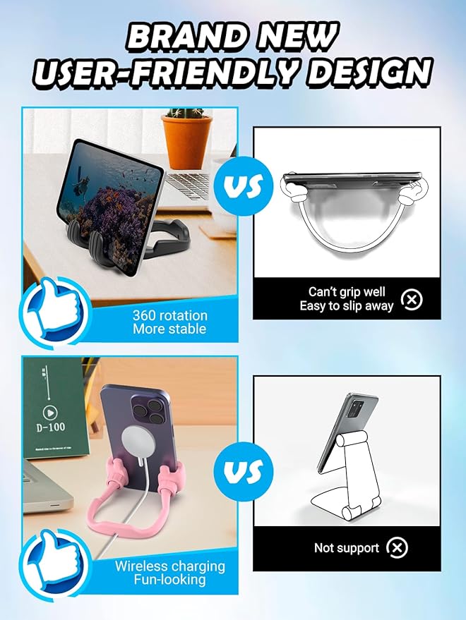 Easter Basket Stuffers for Teens Girls Kids Women Gifts: UPGRADE Adjustable Thumbs Up Lazy Phone Holder Cell Phone Stand for Desk Fun Birthday Ideas for Teenage Wife Mom Adults Easter Gifts Pink Stuff