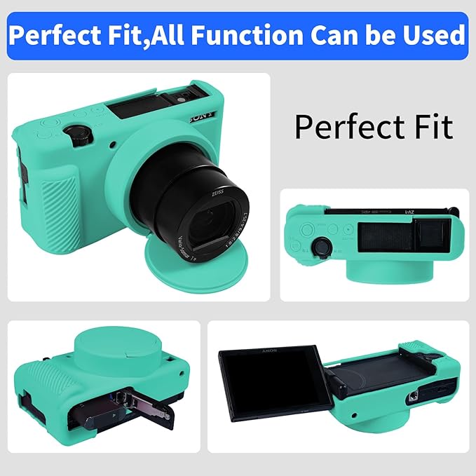 Camera Case for Sony ZV-1, ZV1 Camera Cover Silicone Camera Sleeve Body Skin Protective Case with Removable Lens Cap for Sony ZV 1 Digital Camera, Green