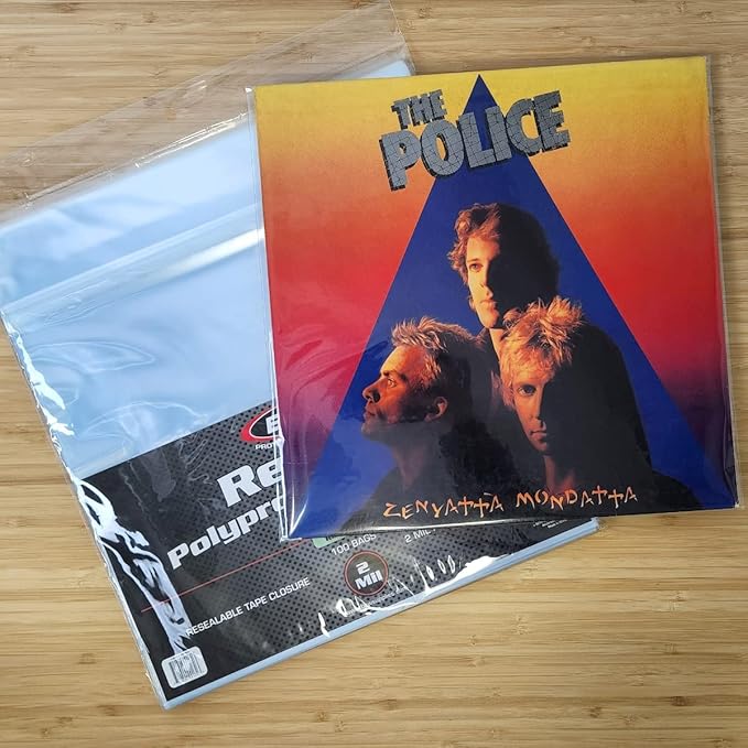 BCW Resealable 12-Inch Vinyl Record Bags - 100 Pack | Archival Safe Polypropylene Sleeves for Single & Double LPs | Acid-Free with Resealable Strip & Flap Record Bag | Record Protective Bags