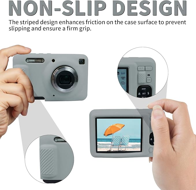 Easy Hood Camera Case for Kodak PIXPRO FZ55, Soft Silicone Cover Anti-Scratch Slim Fit FZ55 DSLR Camera Sleeve Body Skin Travel Protective Case, Light Grey