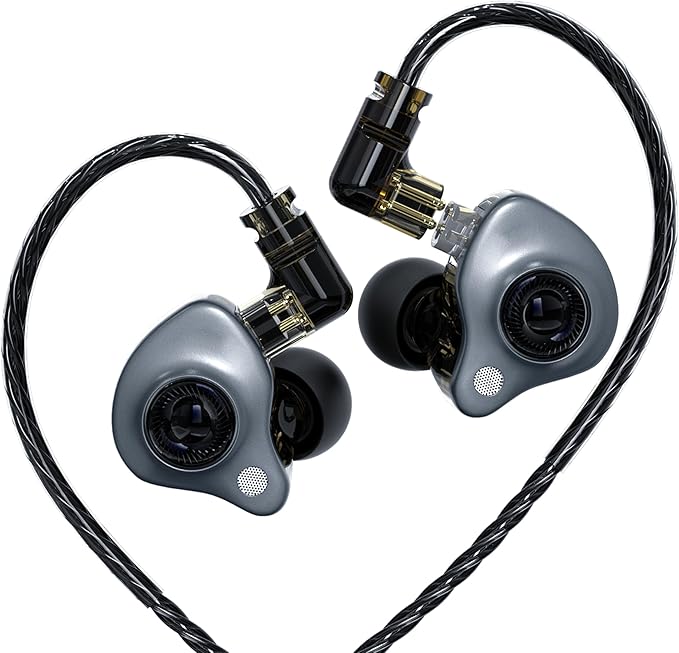 in Ear Monitor Headphones Without Mic, 10mm Dynamic Driver HiFi IEM Earphones, Crystal Clear Sound IEM Earbuds with Detachable 4N OFC Cable, 3.5mm Wired Gaming Earbuds