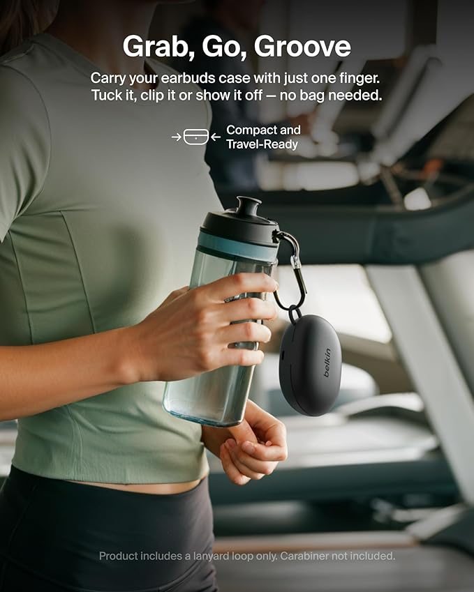 Belkin SoundForm ActiveFit Wireless Earbuds w/Built-in Microphone, USB C Fast Charging, 36H Battery Life, IP54 Water Resistance - Bluetooth Earbuds for iPhone, iPad, Galaxy, Pixel, & More - Black
