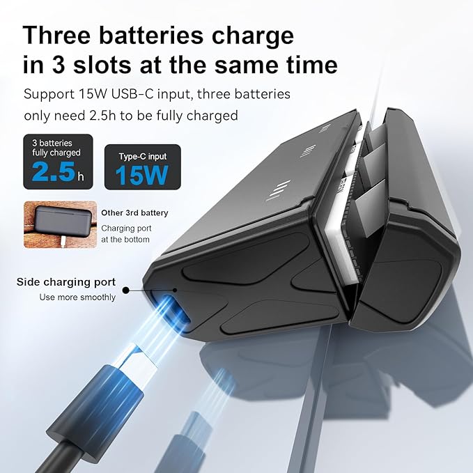TELESIN 2-Pack Enduro Battery Charger for Hero 12 Hero 11 Hero 10 Hero 9, Long Lasting Batteries as Original Official + Pocket Fast Charge Charging Case for 12 11 10 9 Black Accessories