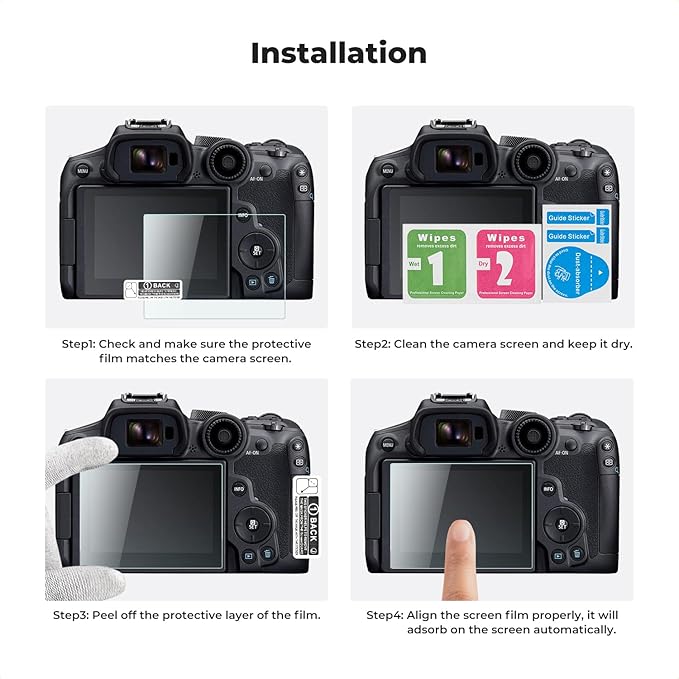 K&F CONCEPT 3 Pack Camera Screen Protector Compatible with Canon EOS R6 II/R6/R7, 0.3mm 9H Hardness Tempered Glass Cover Anti-Scratch Bubble-Free & Hot Shoe Cover
