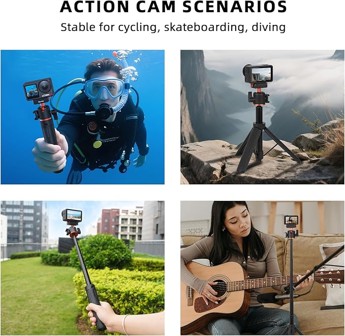 BRDRC Action 5 Pro Tripod Accessories, 21” Extension Rod Mini Table Desk Selfie Stick Portable Handle Grip Quick Release Stand with Cold Shoe for DJI Osmo Action 5 Pro 4 3 Camera