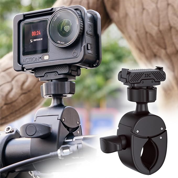 JJC Action 6 Magnetic Bike Pole Mount for DJI Osmo Action 6 & Nano Accessories, with Ball Head, Handlebar Bike Pole Mount Motorcycle Clamp Mount, Lightweight ABS Crab Clamp for Round Pipe Tube Desk