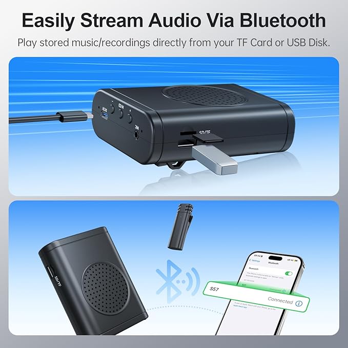 Moman Voice Amplifier for Teachers with Wireless Lavalier Microphone, Zero Whistling, Low Latency, Portable Meagaphone Speaker Mic for Classroom Meeting
