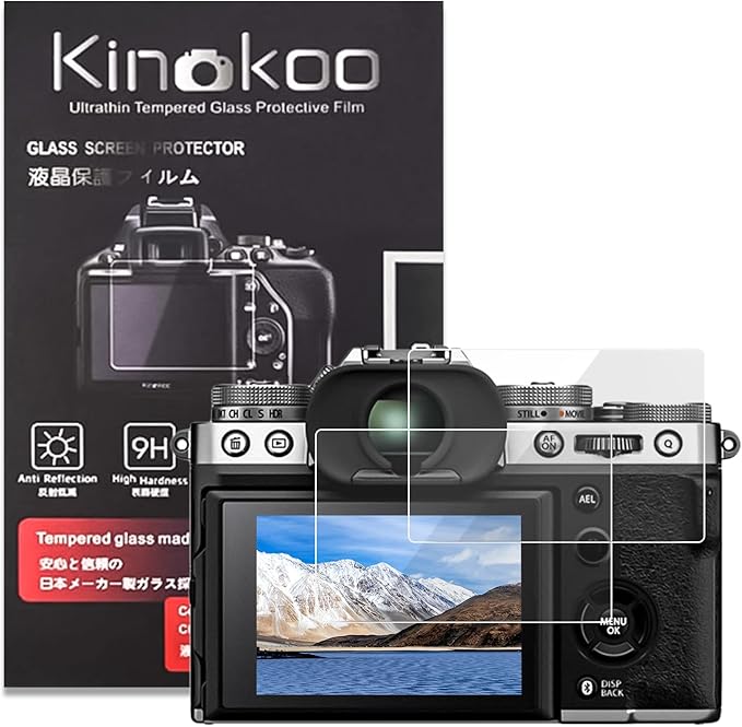 kinokoo Screen Protector for Fujifilm X-T5 Camera, 0.25mm 9H Hardness Fuji X-T5 XT5 Tempered Glass Crystal Clear Film - Bubble Free, Anti-Fingerprint & Anti-Scratch (2 Pack)