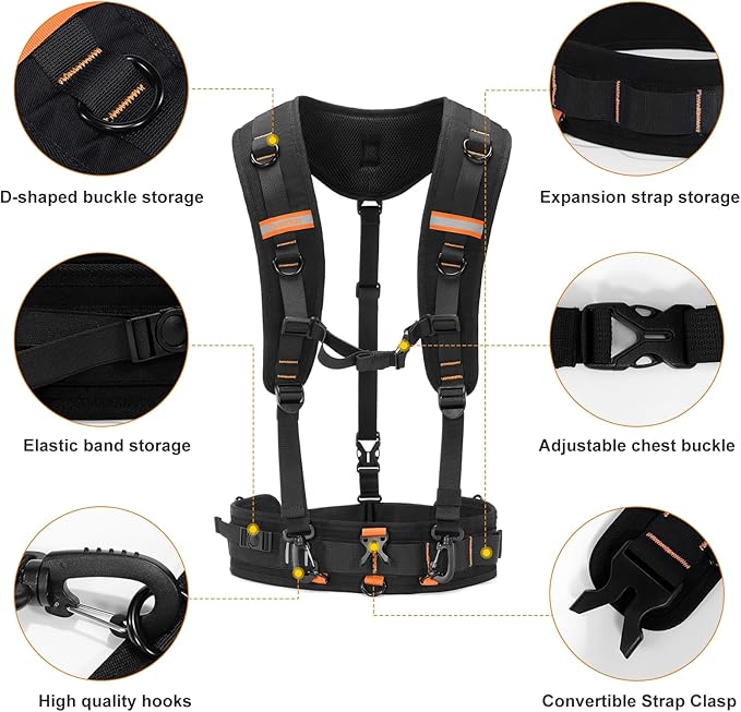 Cwatcun Adjustable Camera Strap for Photographers – Multi-Function Dual Shoulder Harness & Waist Belt for Camera DSLR/SLR Accessories Storage
