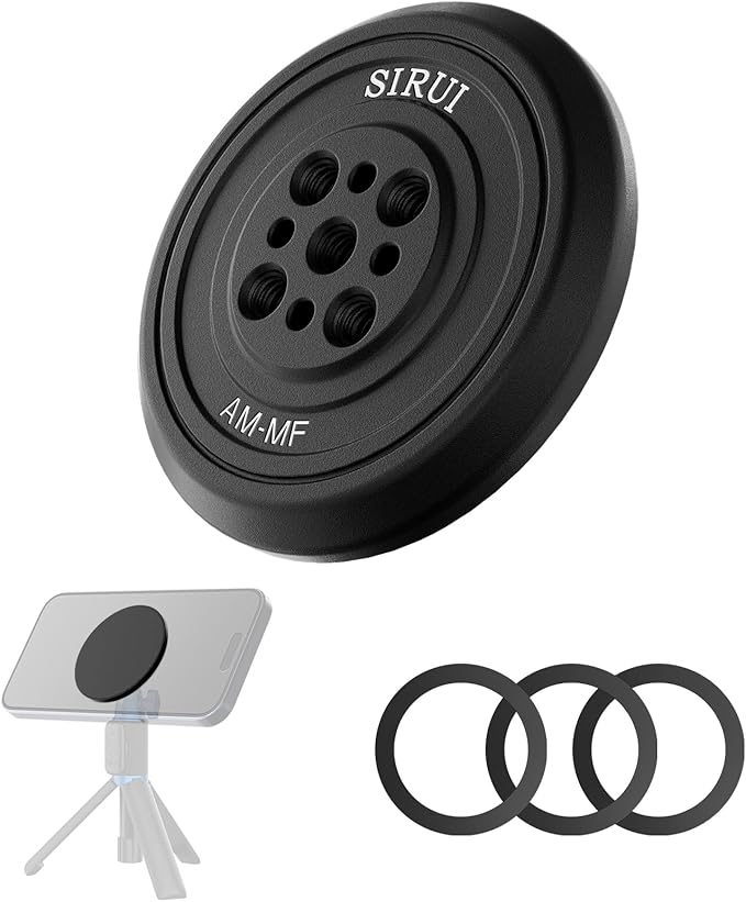 Sirui Magnetic Phone Tripod Mount Adapter with 3 Adhesive Rings Compatible with MagSafe for iPhone 15, 14, 13, and 12 Series, Magnetic Phone Holder for Tripod, Selfie Stick, Magic Arm, AM-MF