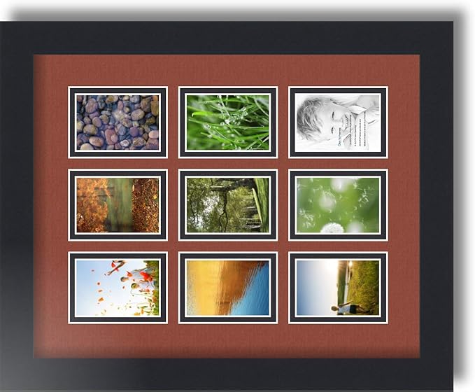 Art to Frames Double-Multimat-78-766/89-FRBW26079 Collage Photo Frame Double Mat with 9-2x3 Openings and Satin Black Frame