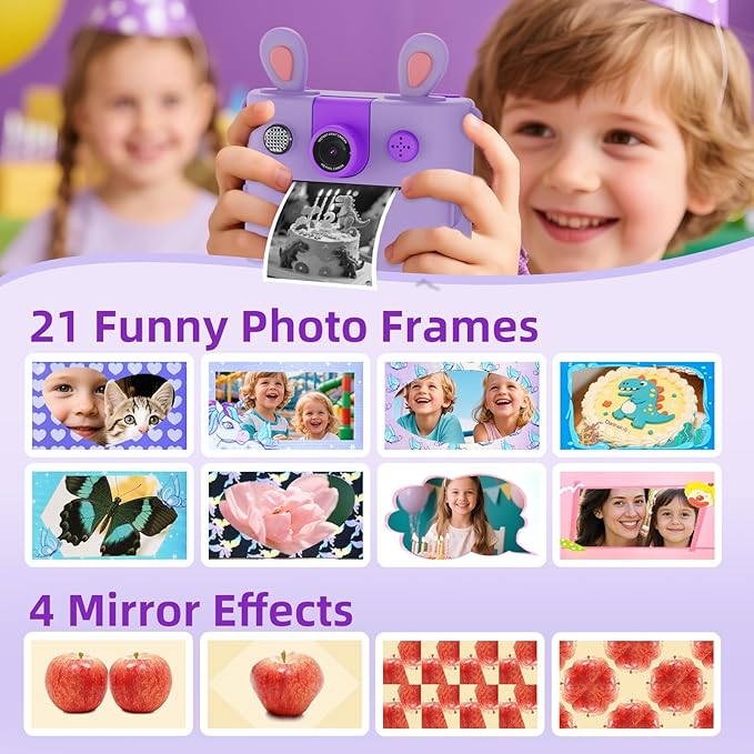 ORGSTA Kids Instant Print Camera for Boys and Girls 1080P HD Toddler Digital Camera with 3 Rolls Print Paper&32G Card, Christmas Birthday Gift Toys for Age 3-16 Kids Portable Travel Digital Camera Toy