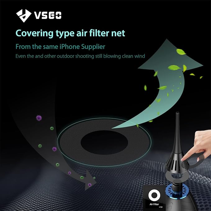 VSGO Camera Air Blower with Soft Tip, Single Air Intake with Self-Suction Cup, Compatible with Camera Lens, SLR/Mirrorless Sensors, Reflectors, Focusing Screens, Coffee Machines and More