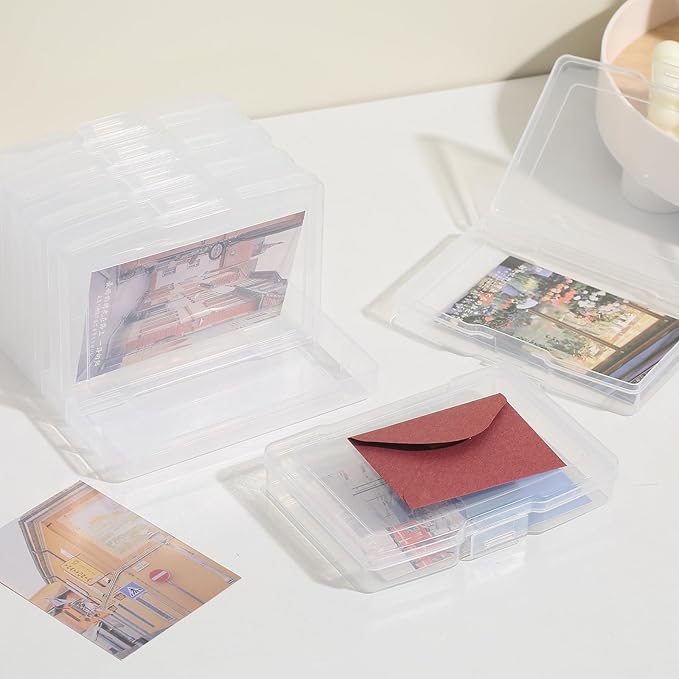 novelinks Transparent 4" x 6" Photo Storage Boxes, 6 Inner Photo Organizer Cases with Tray, Picture Storage Containers for 4x6 Prints, Craft & Memory Card Sorting Box (Clear 1Pack)